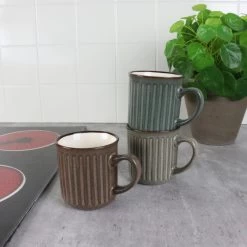 OTIX Koffiekopjes Met Oor Set Van 4 Aardewerk 200 Ml MOSS -Het originele servies. 1000068767 0110