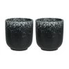 Krumble Koffie Kopje - 200 Ml - Keramiek - Zwart Met Witte Spetters - Set Van 2