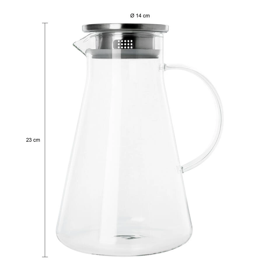 Krumble Karaf Met Filter, Handvat En Aluminium Deksel - 1,8 L - Glas 4 Krumble Karaf Met Filter, Handvat En Aluminium Deksel - 1,8 L - Glas - Afbeelding 2