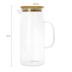 Krumble Karaf Met Handvat En Houten Deksel - 1 L - Glas -Het originele servies. 1000071532 0103