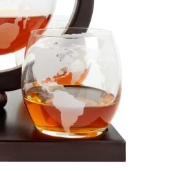 Aretica Luxe Whiskey Karaf Wereldbol Met 4 Glazen -Het originele servies. 1000071534 0101