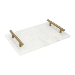 QUVIO Dienblad Met Gouden Hendels - Marmer - Wit