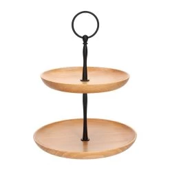 QUVIO Etagere - 2 Laags - Hout - Donkerbruin -Het originele servies. 1000071549 0102