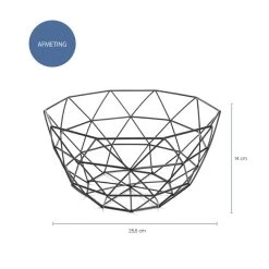 QUVIO Fruitschaal Metaal Diamantvorm - Zwart -Het originele servies. 1000071561 0102