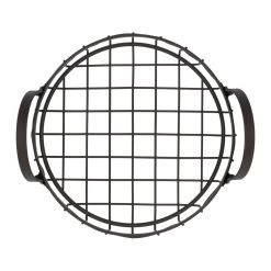 QUVIO Mand Met Handvaten Rond - Metaal - Bruin -Het originele servies. 1000071570 0103