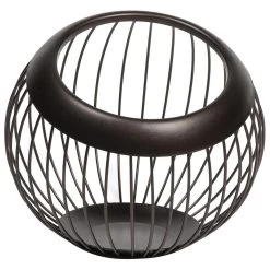 QUVIO Ronde Fruitschaal Metaal - Zwart Met Een Bruine Gloed