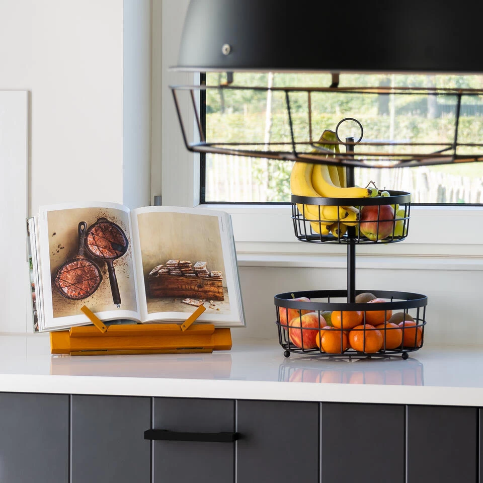 QUVIO Fruitmand 2 Laags - Metaal - Zwart 4 QUVIO Fruitmand 2 Laags - Metaal - Zwart - Afbeelding 2