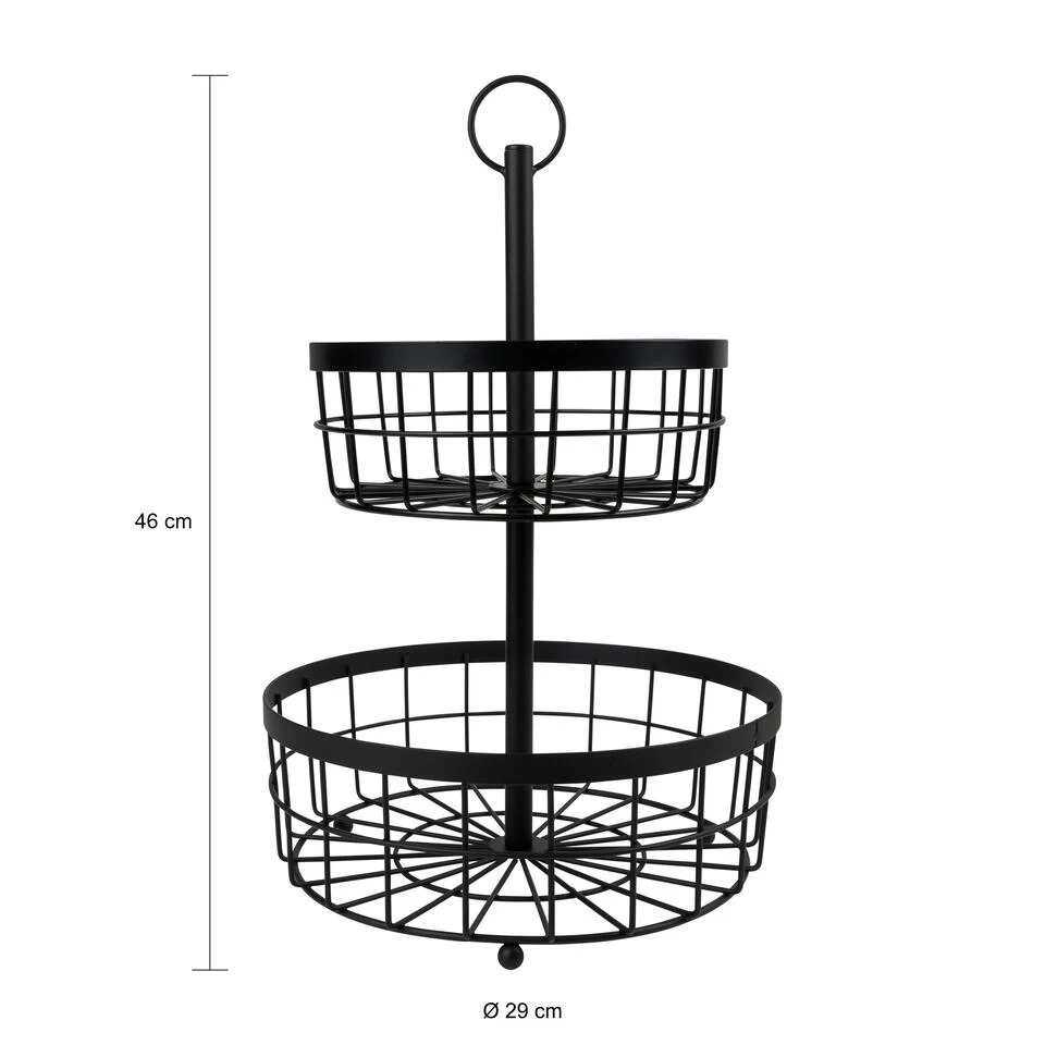 QUVIO Fruitmand 2 Laags - Metaal - Zwart 5 QUVIO Fruitmand 2 Laags - Metaal - Zwart - Afbeelding 3