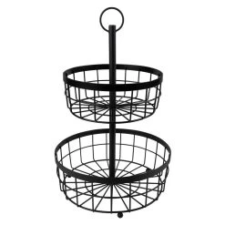 QUVIO Fruitmand 2 Laags - Metaal - Zwart 9 QUVIO Fruitmand 2 Laags - Metaal - Zwart -Het originele servies. 1000071575 0103