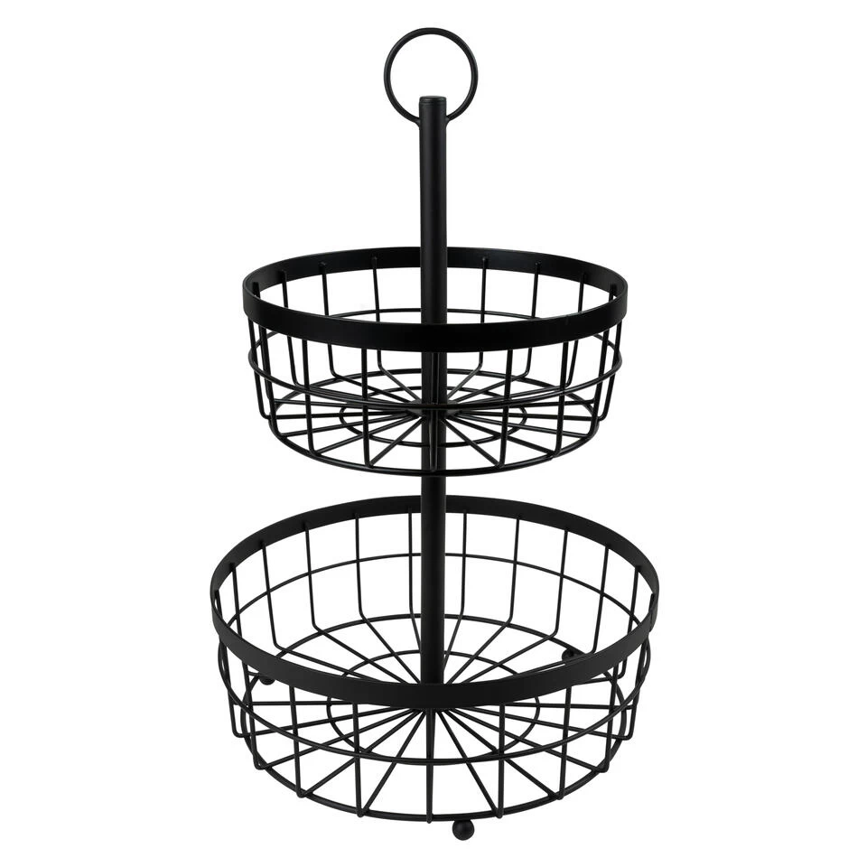 QUVIO Fruitmand 2 Laags - Metaal - Zwart 6 QUVIO Fruitmand 2 Laags - Metaal - Zwart - Afbeelding 4