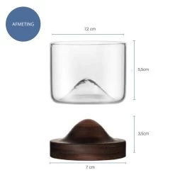 Aretica Whiskey Glas Met Houten Onderzetter - Bruin -Het originele servies. 1000071591 0103