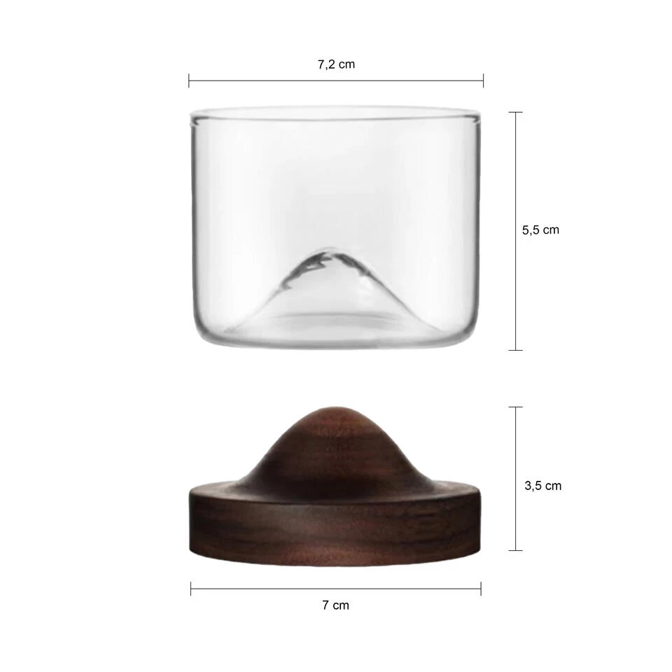 Aretica Whiskey Glas Met Houten Onderzetter - Bruin - Set Van 4 5 Aretica Whiskey Glas Met Houten Onderzetter - Bruin - Set Van 4 - Afbeelding 3