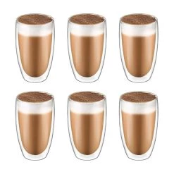 Krumble Latte Macchiato Glas Dubbelwandig 400ml - Set Van 6