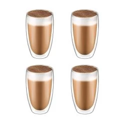 Krumble Latte Macchiato Glas Dubbelwandig 400ml - Set Van 4