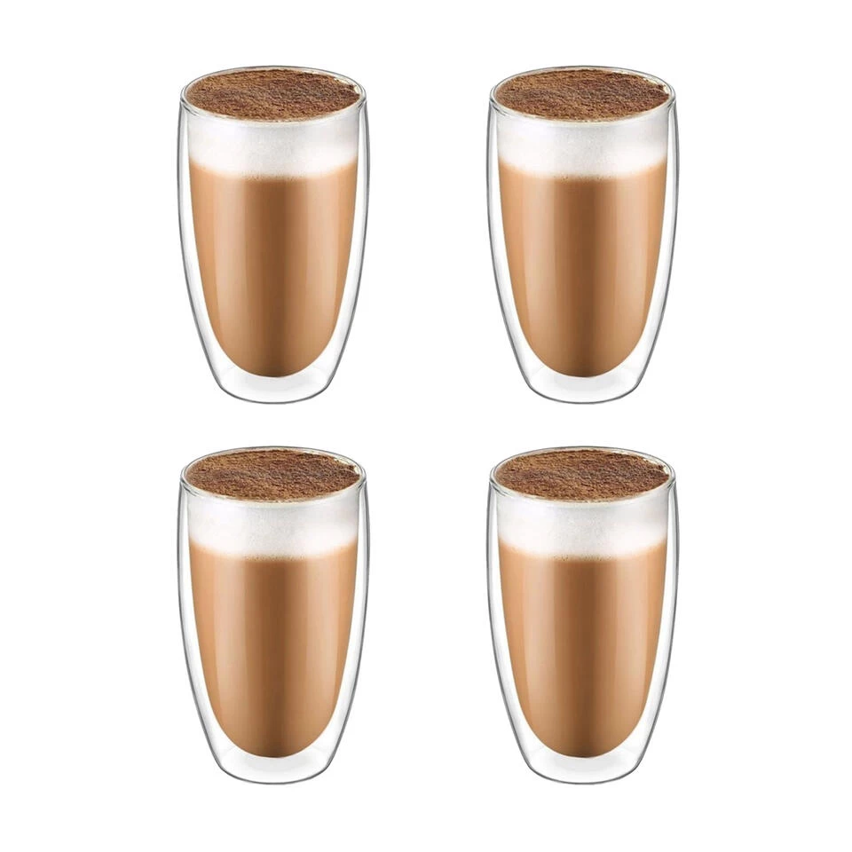 Krumble Latte Macchiato Glas Dubbelwandig 400ml - Set Van 4 3 Krumble Latte Macchiato Glas Dubbelwandig 400ml - Set Van 4