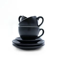 Barista Innovations Nero - Koffiekopje Regular - Set Van 6 - 150ml - Mat Zwart -Het originele servies. 1000074023 0102