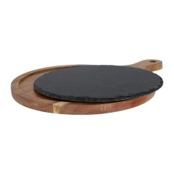 Krumble Serveerplank Rond - M - Hout En Leisteen 8 Krumble Serveerplank Rond - M - Hout En Leisteen -Het originele servies. 1000074025 0102