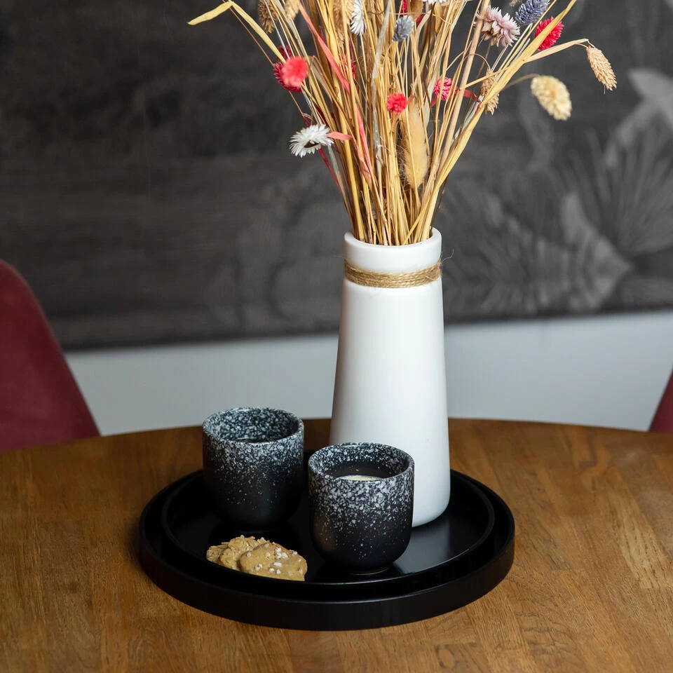 QUVIO Houten Dienblad Rond - Zwart - 27 Cm 4 QUVIO Houten Dienblad Rond - Zwart - 27 Cm - Afbeelding 2