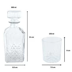 Orange85 Whisky Karaf Met 4 Glazen 5- Delig Transparant 900/230 Ml Glas Set -Het originele servies. 1000077206 0111