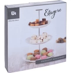 Merkloos Excellent Houseware Etagere - 3 Lagen - Wit - Porselein - 36 Cm Hoog -Het originele servies. 1000077216 0101