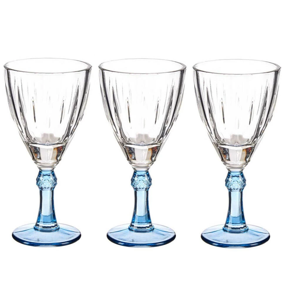 Vivalto - Wijnglazen Exotic Collection Set 6x Op Blauwe Voet 275 Ml 5 Vivalto - Wijnglazen Exotic Collection Set 6x Op Blauwe Voet 275 Ml - Afbeelding 3