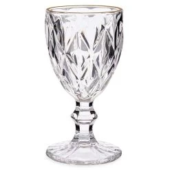 Vivalto Wijnglazen - 6x - Kristal Look - Gouden Rand - 254 Ml -Het originele servies. 1000077242 0101