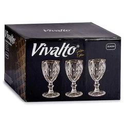 Vivalto Wijnglazen - 6x - Kristal Look - Gouden Rand - 254 Ml -Het originele servies. 1000077242 0102