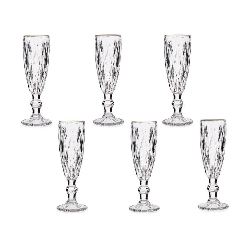 Vivalto - Champagneglazen - 6x - Kristal Look - Gouden Rand - 330 Ml 3 Vivalto - Champagneglazen - 6x - Kristal Look - Gouden Rand - 330 Ml