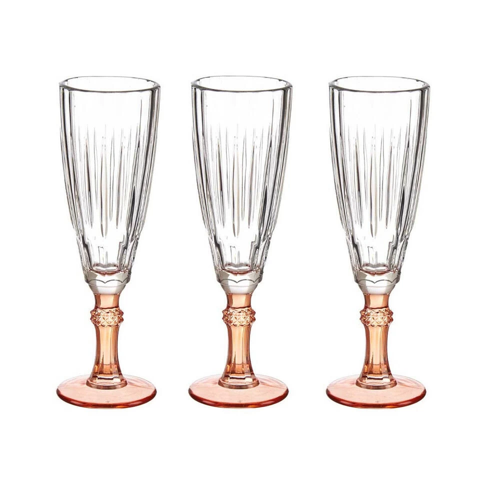 Vivalto - Champagneglazen Exotic Collection Set 6x Op Oranje Voet 170ml 3 Vivalto - Champagneglazen Exotic Collection Set 6x Op Oranje Voet 170ml