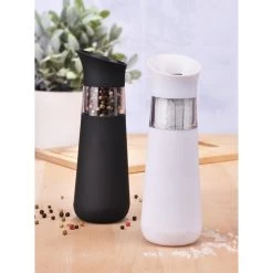 Merkloos Zoutmolen Of Pepermolen - Elektrisch - Zwart En Wit - 18 Cm -Het originele servies. 1000079453 0103