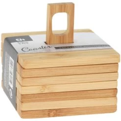 Excellent Houseware - Onderzetters Voor Glazen - 6st - Bamboo - 9x9 Cm