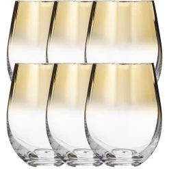 5five Tumbler Glazen - 6 Stuks - Gouden Rand - 540 Ml
