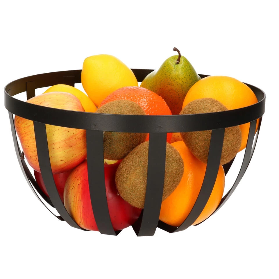 Excellent Houseware Fruitmand-fruitschaal - Metaal - Zwart - D25 Cm 3 Excellent Houseware Fruitmand-fruitschaal - Metaal - Zwart - D25 Cm