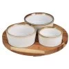 Excellent Houseware Serveerplank Hout - D20 Cm - Incl. 3x Schaaltjes -Het originele servies. 1000085453