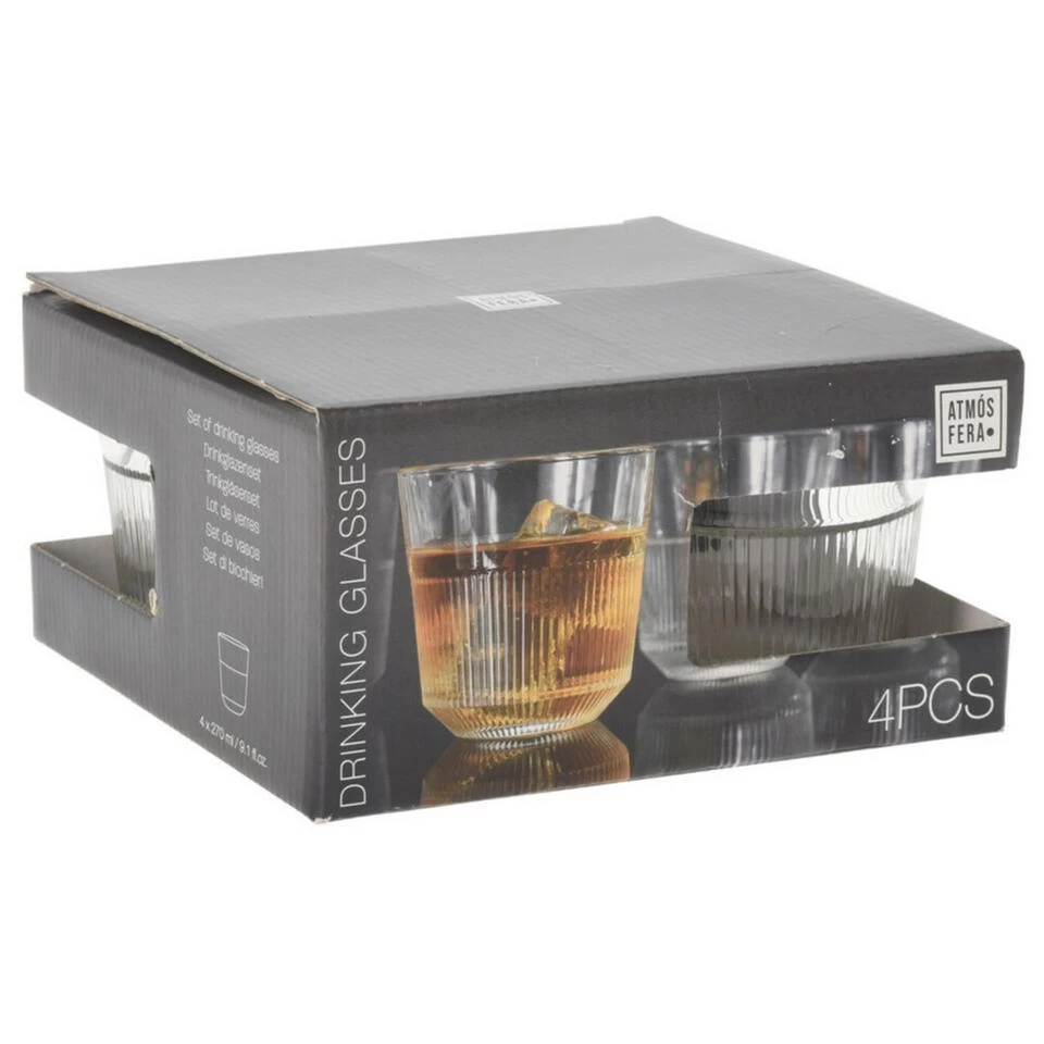Excellent Houseware Whisky Glazen - 4x - Transparant - 270 Ml - 8x8cm 4 Excellent Houseware Whisky Glazen - 4x - Transparant - 270 Ml - 8x8cm - Afbeelding 2