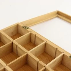 Orange85 Theedoos Theekist 12 Vaks Aanpasbaar Tot 6 Vaks Hout 23x28x7cm Bamboe -Het originele servies. 1000087953 0110