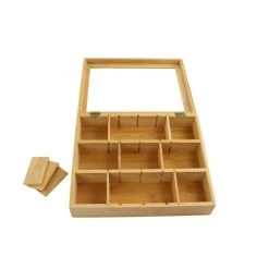 Orange85 Theedoos Theekist 12 Vaks Aanpasbaar Tot 6 Vaks Hout 23x28x7cm Bamboe -Het originele servies. 1000087953 0111