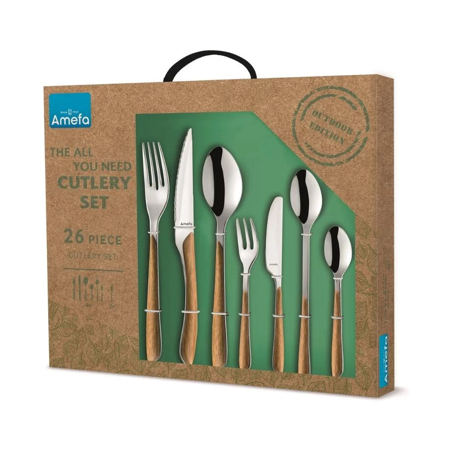 Amefa Eclat Nature - 26-delige Bestekset Voor 4 Personen - Wood Look 5 Amefa Eclat Nature - 26-delige Bestekset Voor 4 Personen - Wood Look - Afbeelding 3