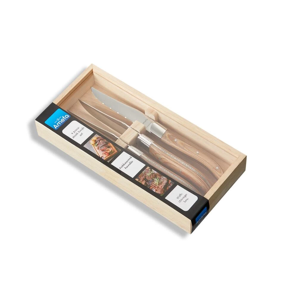 Amefa Royal Steak - 4 Steakmessen - Natural Wood 5 Amefa Royal Steak - 4 Steakmessen - Natural Wood - Afbeelding 3