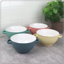 OTIX Soepkommen Met Oor Set Van 4 Verschillende Kleuren Aardewerk 680 Ml -Het originele servies. 1000089108 0110