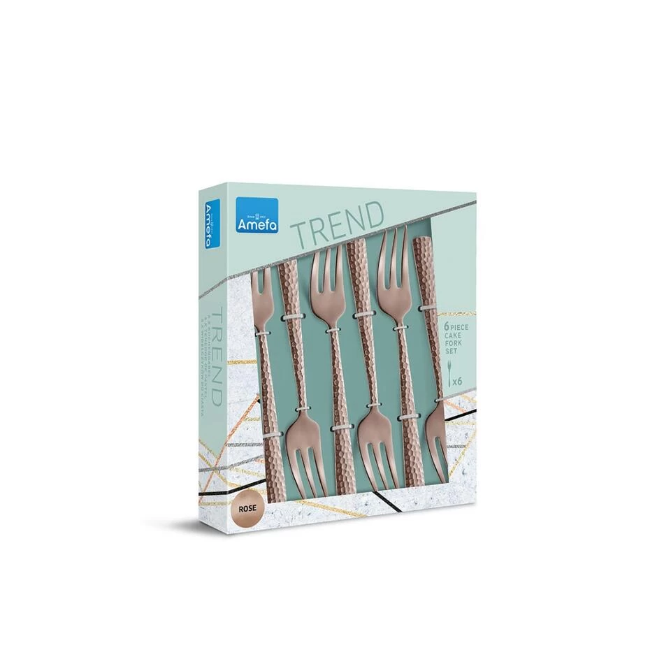 Amefa Felicity - 6 Gebaksvorkjes - Rosé Champagne 4 Amefa Felicity - 6 Gebaksvorkjes - Rosé Champagne - Afbeelding 2