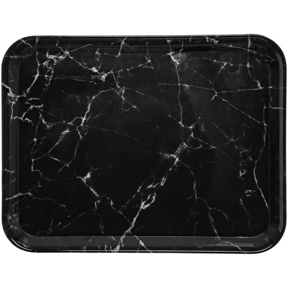 5Five Dienblad/serveer Tray Marble - Melamine - Zwart - 33 X 43 Cm 4 5Five Dienblad/serveer Tray Marble - Melamine - Zwart - 33 X 43 Cm - Afbeelding 2