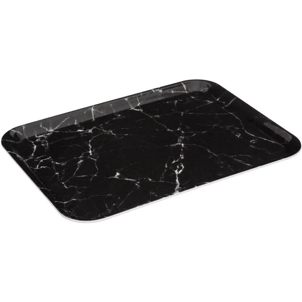 5Five Dienblad/serveer Tray Marble - Melamine - Zwart - 33 X 43 Cm 3 5Five Dienblad/serveer Tray Marble - Melamine - Zwart - 33 X 43 Cm