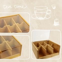 Orange85 Theedoos 6 Vaks Bamboe 20,5x22x10 Cm Kunststof -Het originele servies. 1000090166 0111