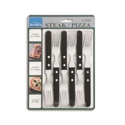 Amefa Pizza - 6 Steakvorken - Zwart -Het originele servies. 1000090535 0102
