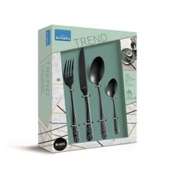 Amefa Austin Frost - 16-delige Bestekset Voor 4 Personen - Mat Zwart -Het originele servies. 1000090549 0102