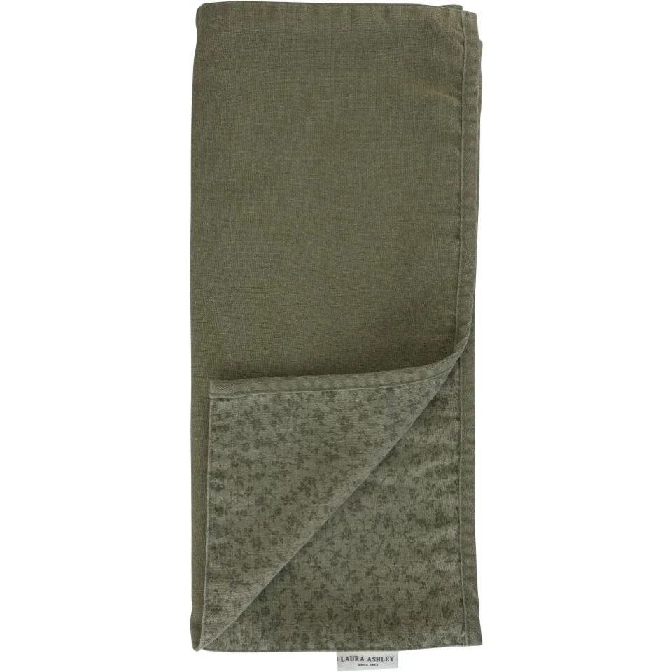 Laura Ashley Tafelloper Sage Groen Dubbelzijdig Uni/Wild Clematis 40x150cm 6 Laura Ashley Tafelloper Sage Groen Dubbelzijdig Uni/Wild Clematis 40x150cm - Afbeelding 4