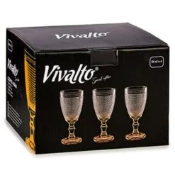 Vivalto - Luxe Wijnglazen Monaco Serie Set 6x Op Gouden Voet 240 Ml -Het originele servies. 1000093167 0102