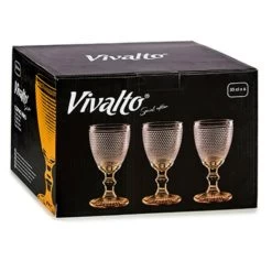 Vivalto - Luxe Wijnglazen Monaco Serie Set 6x Op Gouden Voet 330 Ml -Het originele servies. 1000093170 0102