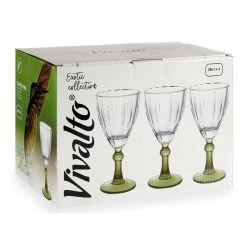 Vivalto - Wijnglazen Exotic Collection Set 6x Op Groene Voet 275 Ml -Het originele servies. 1000093172 0102